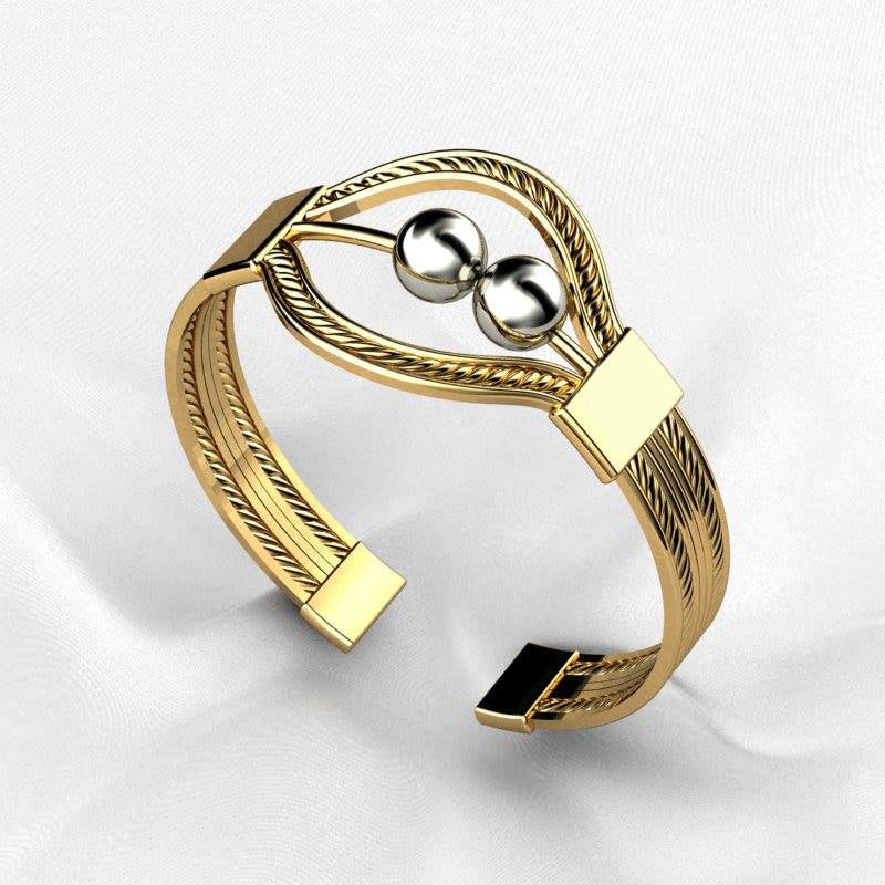 BRACELET PURLIN OR JAUNE ET PERLES EN OR BLANC