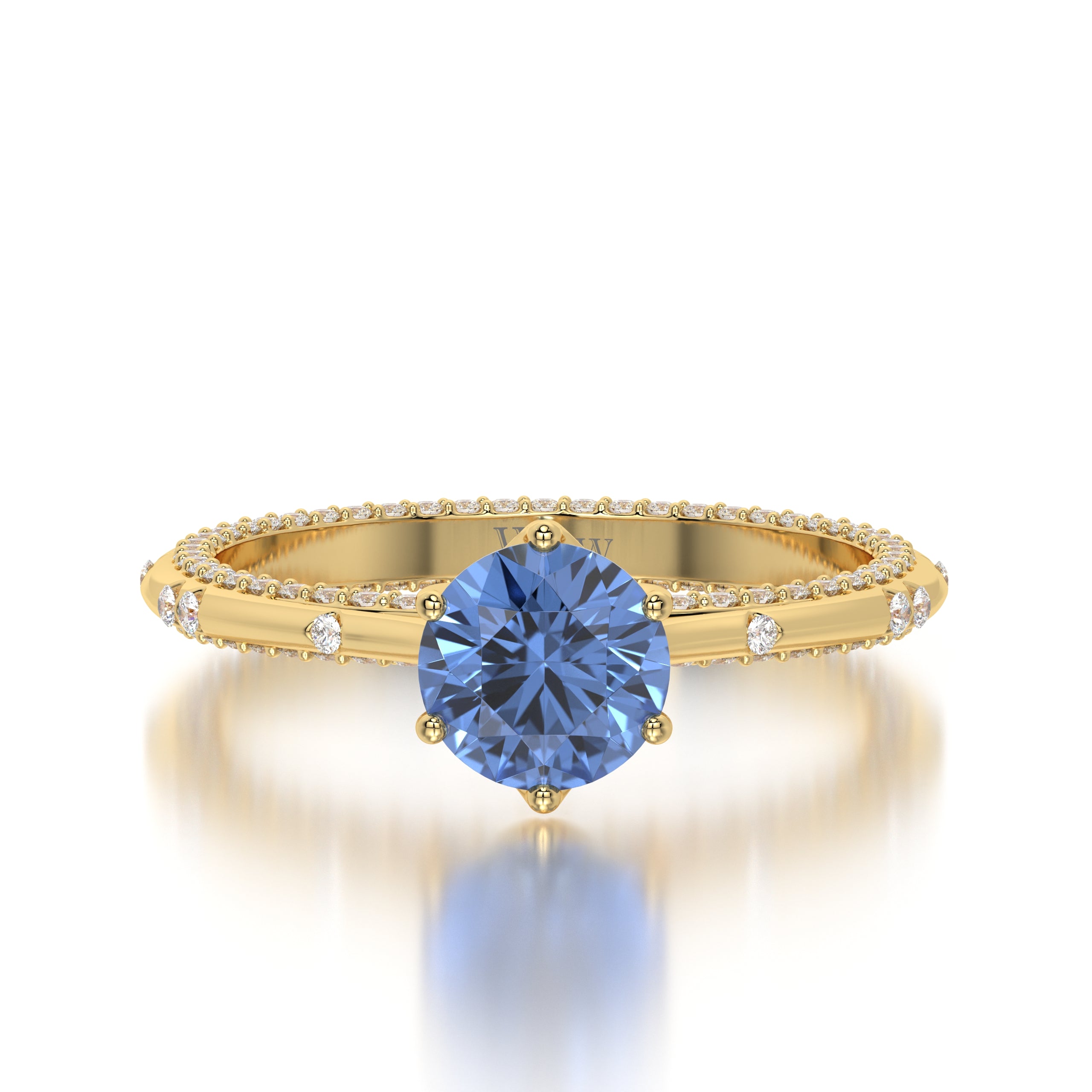 Bague princess en or jaune diamants et saphir