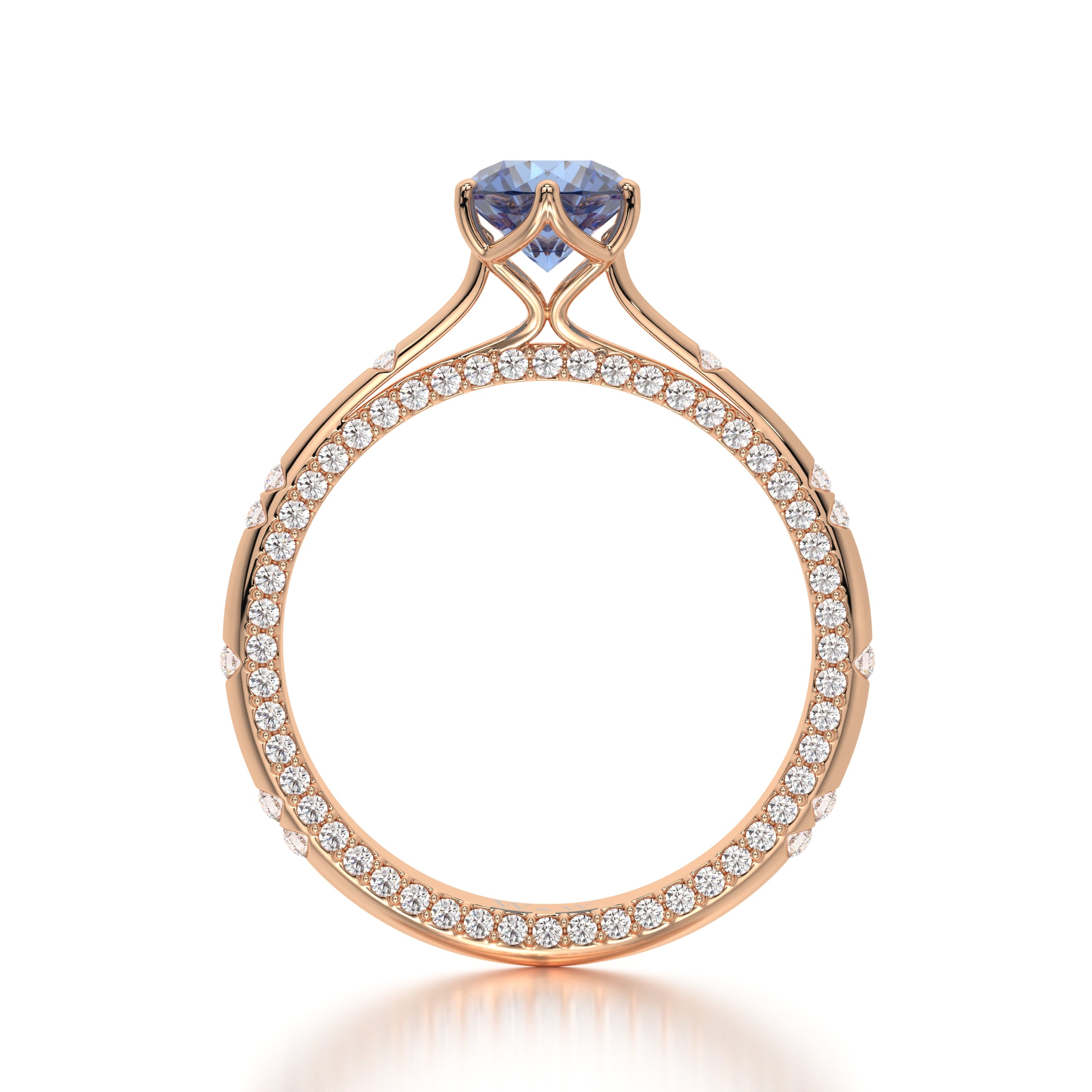 Bague princess en or rose diamants et saphir