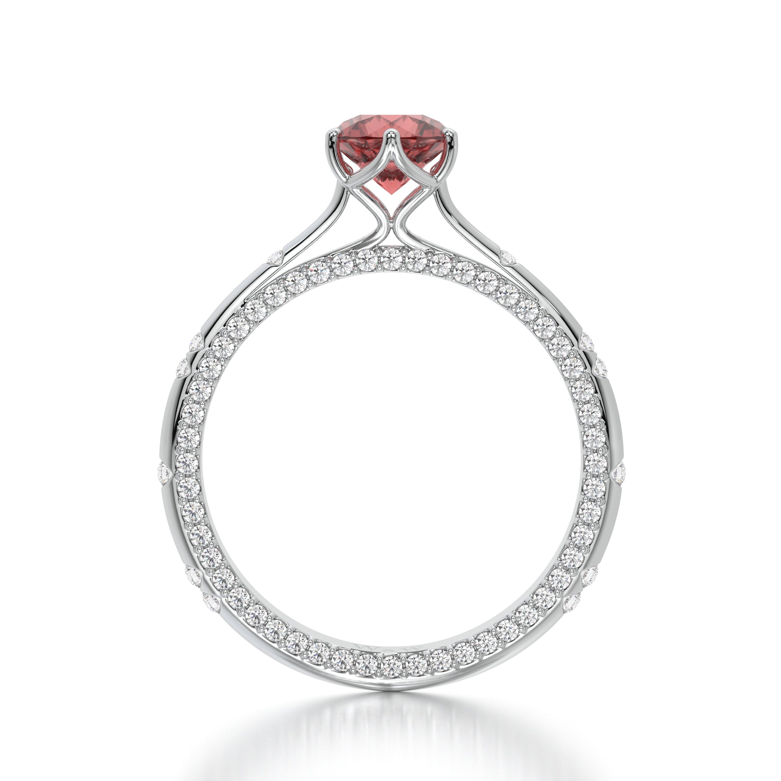 Bague princess en or blanc diamants et Ruby