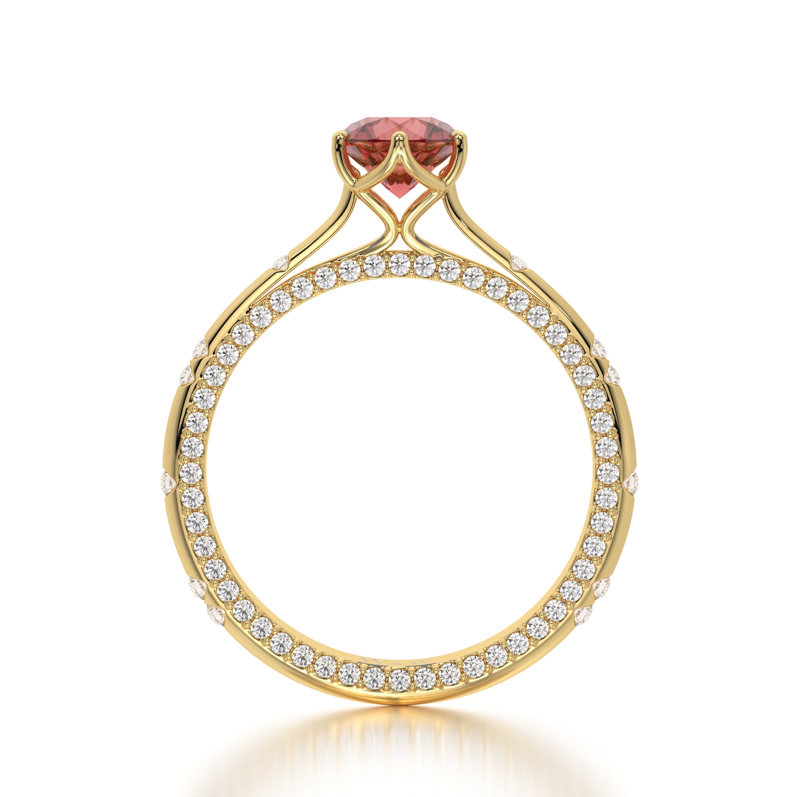 Bague princess en or jaune diamants et Ruby