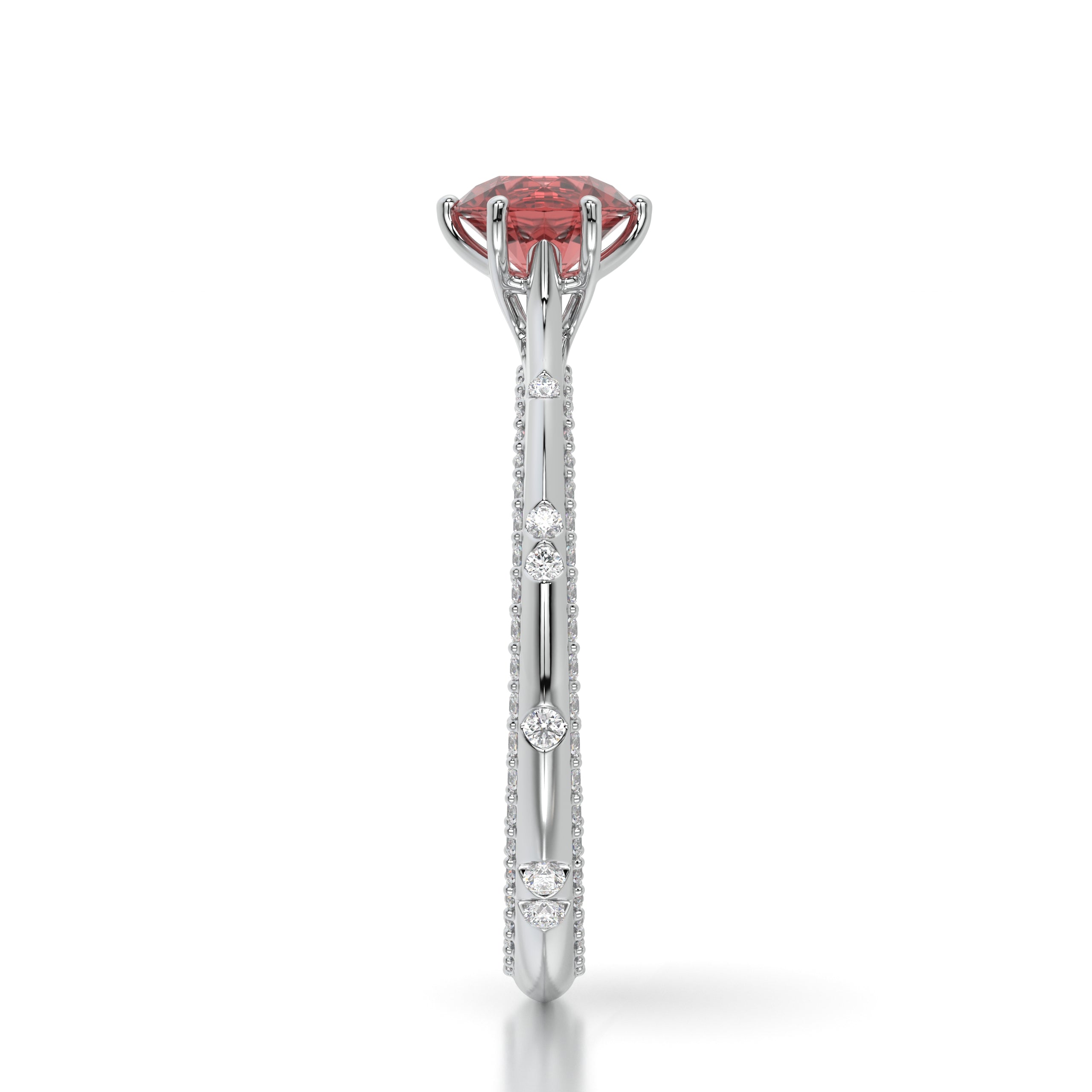 Bague princess en or blanc diamants et Ruby