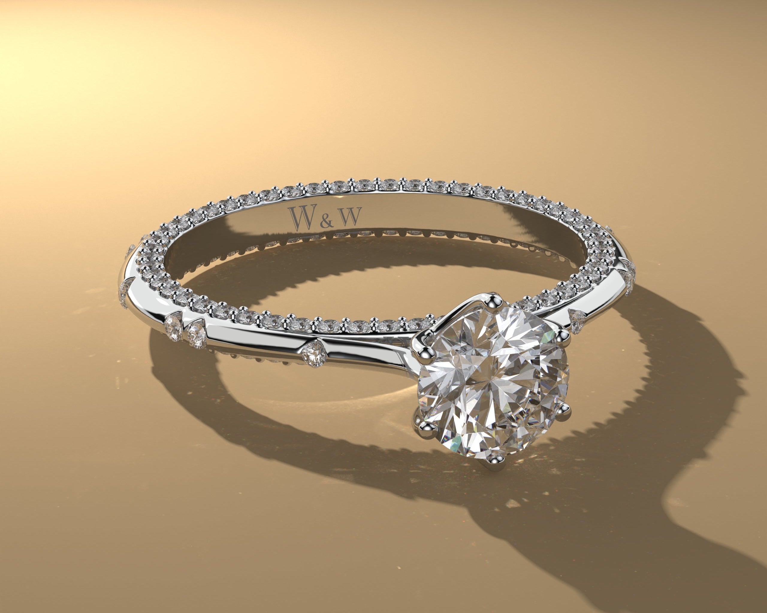 Bague princess en or blanc et Diamants
