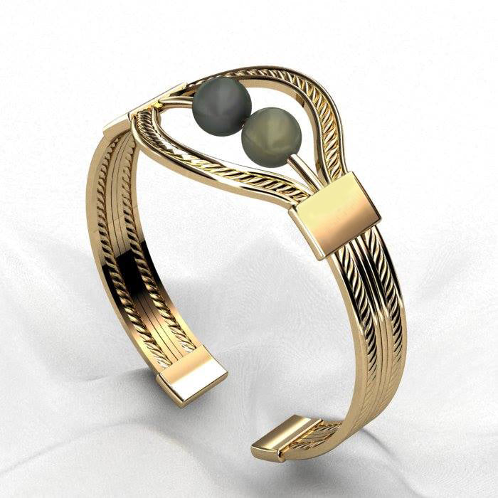 BRACELET PURLIN OR JAUNE ET PERLE DE TAHITI