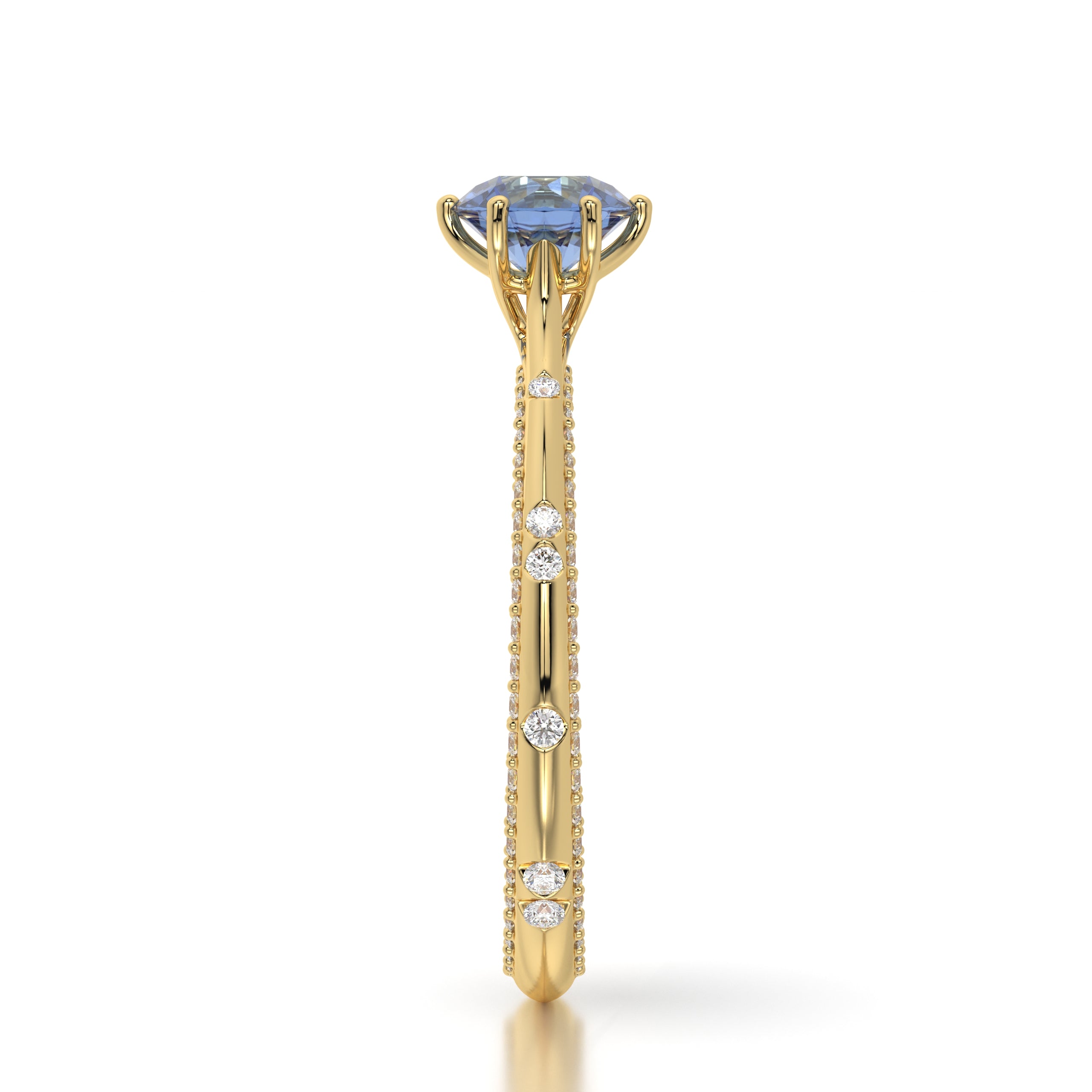 Bague princess en or jaune diamants et saphir