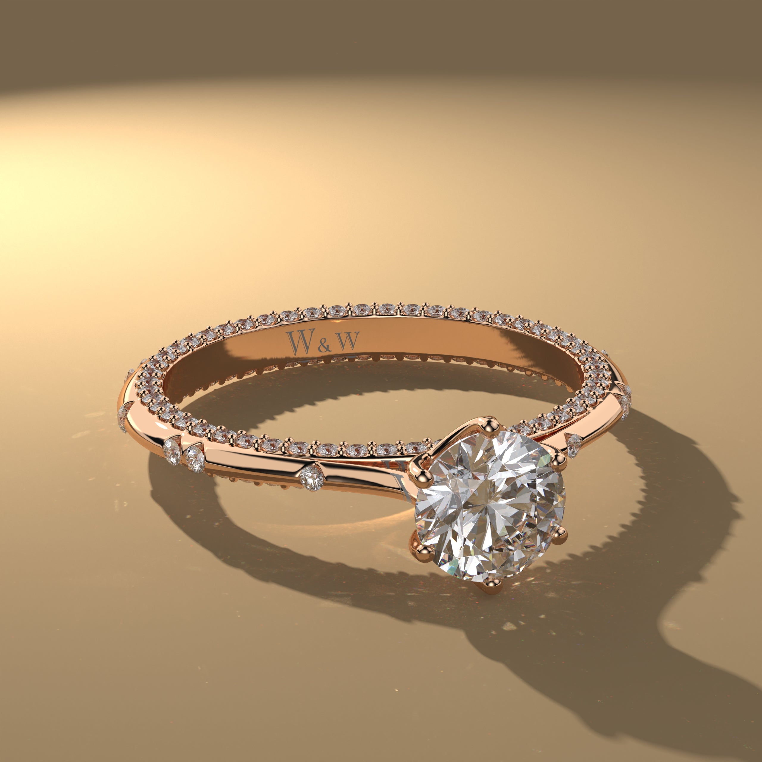 Bague princess en or rose et diamants